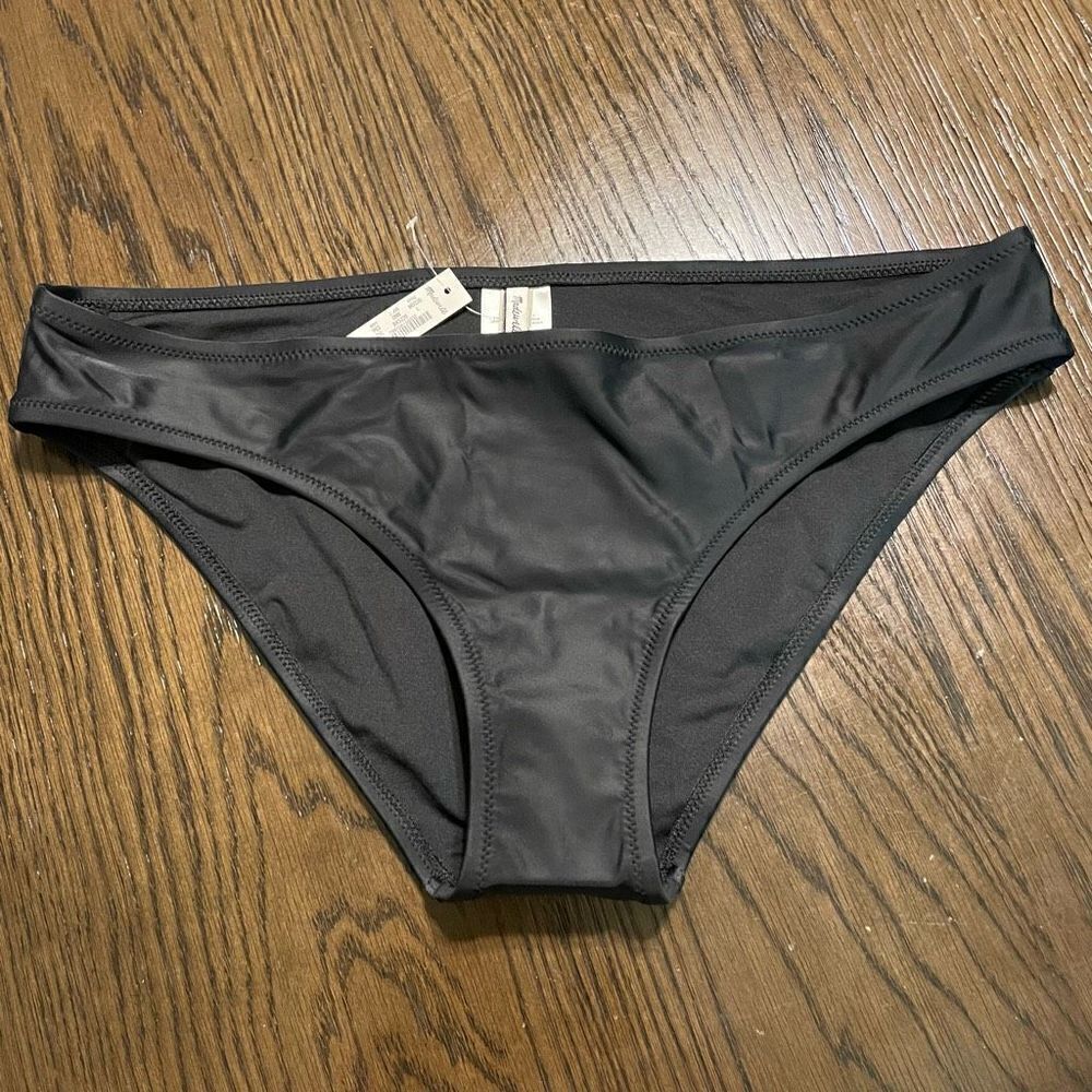 Madewell black Second Wave Curved-Waist Bikini Bottom L NWT